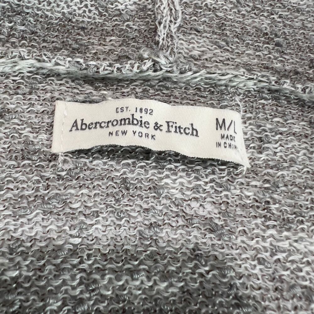 ✨ABERCROMBIE & FITCH M/L Gray Open Front Hooded Cardigan Sweater Womens Pockets - Picture 5 of 6